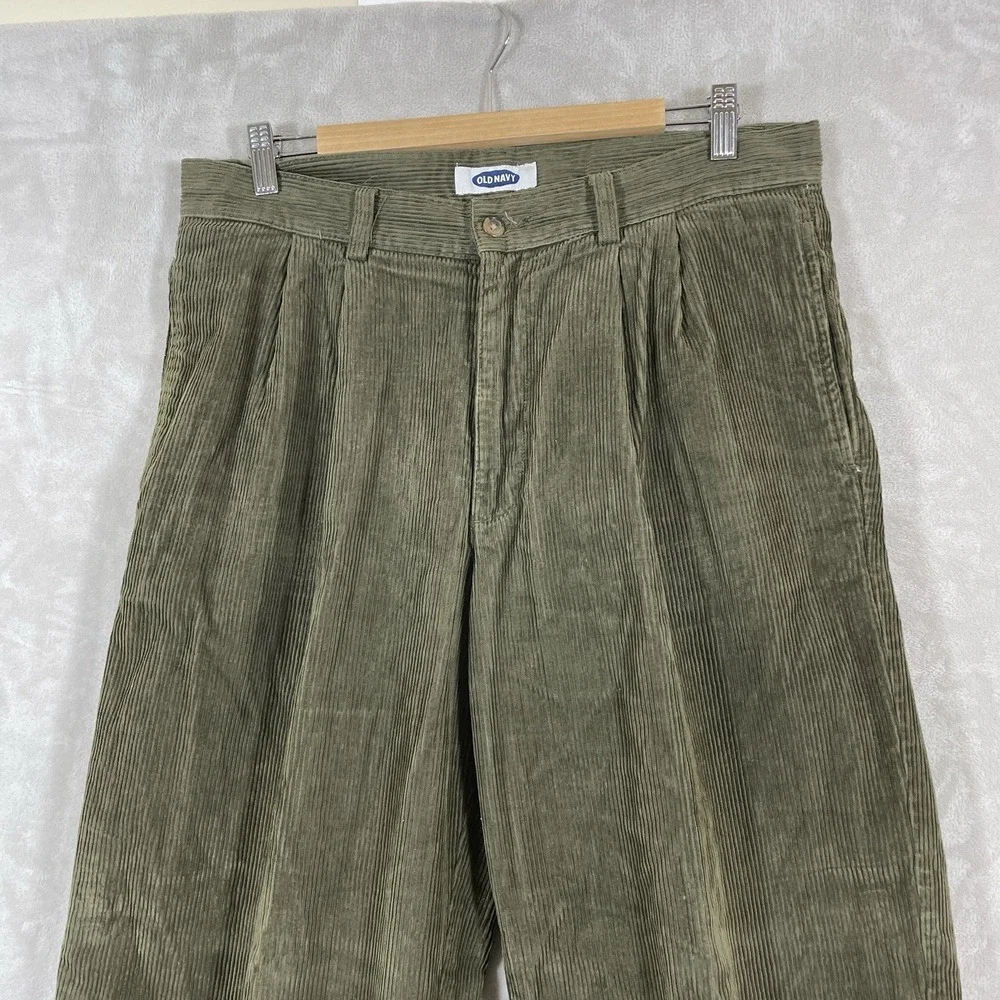 Vtg Y2K Double Pleated Corduroy Pants Mens 33x30 (fit 34x30) Baggy Old Navy 90s